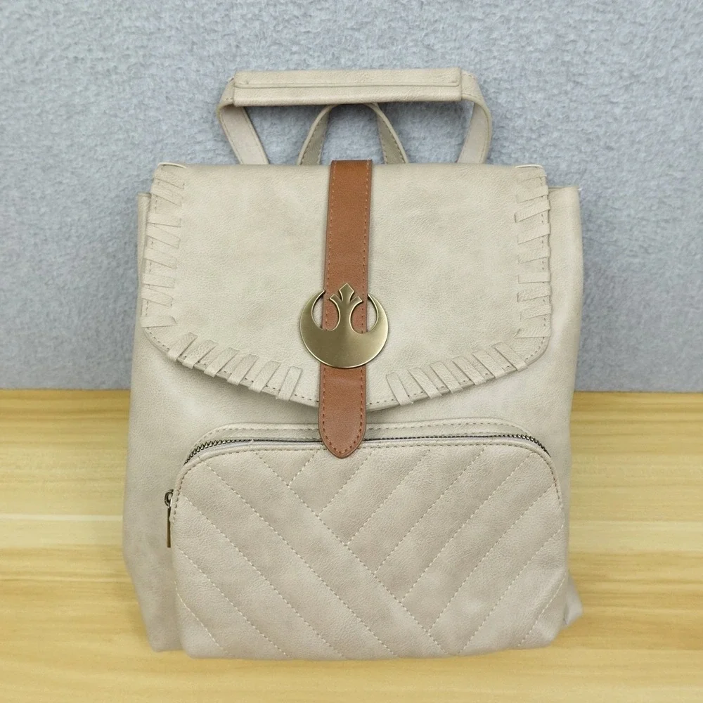 Star Wars Rey Mini Backpack Bag Beige Convertible Faux Leather Bioworld Ep 9